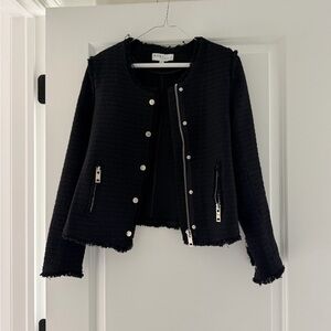 One/Third Black Tweed Zip-Front Jacket -